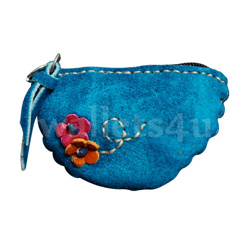 Leather Wallets, Zip Coin Pouch, Blue - LCP 0011